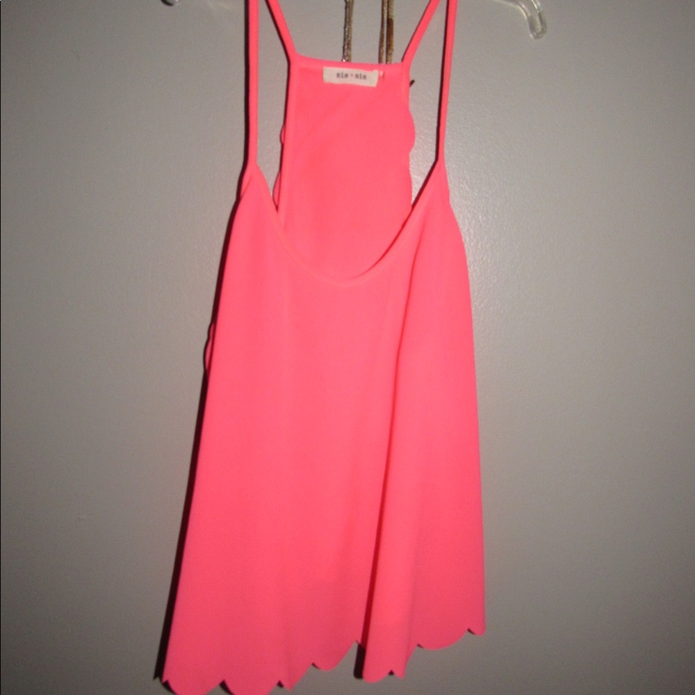 Neon Pink Scalloped Tank Top